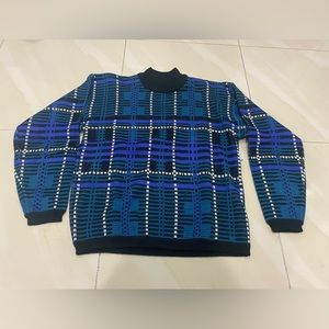 Vintage 90s Chunky Knit Sweater - Permit - Blue Striped - Size MEDIUM